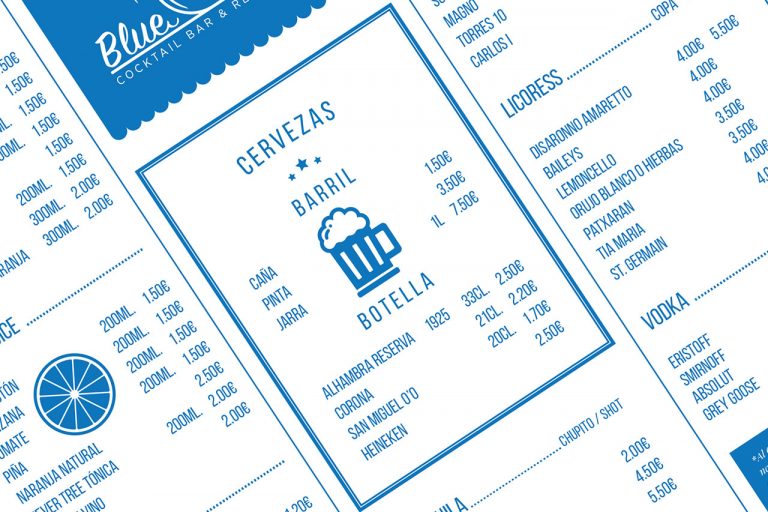 Drinks Menu design Blue Duck Restaurant menu