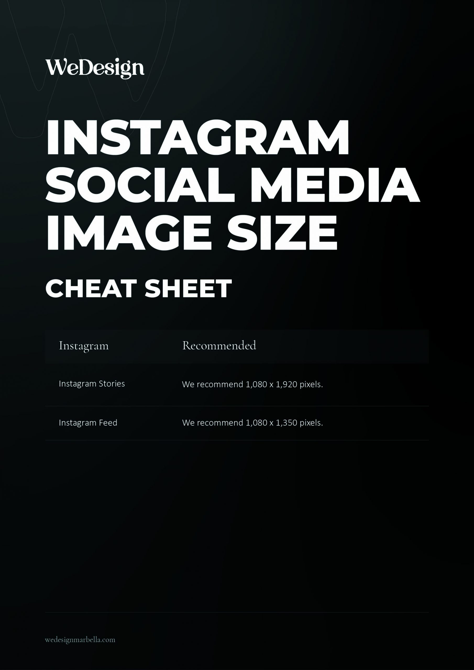 Instagram Images Size Cheat Sheet - We Design Marbella