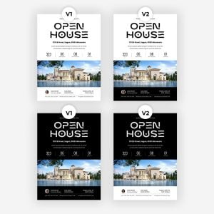 Black and White Real Estate Open House Flyer Template PSD