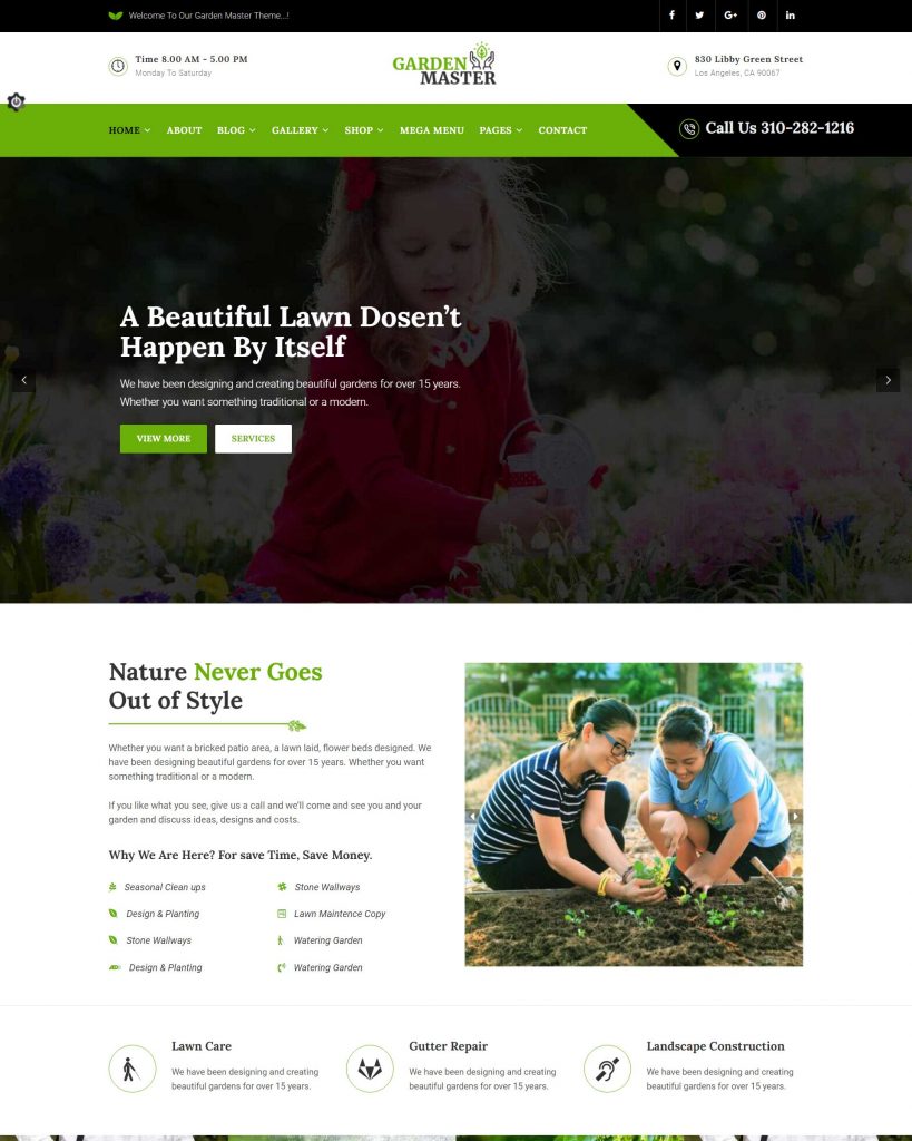 Garden Master – Multipurpose Gardening, Lawn & Landscaping Website Template
