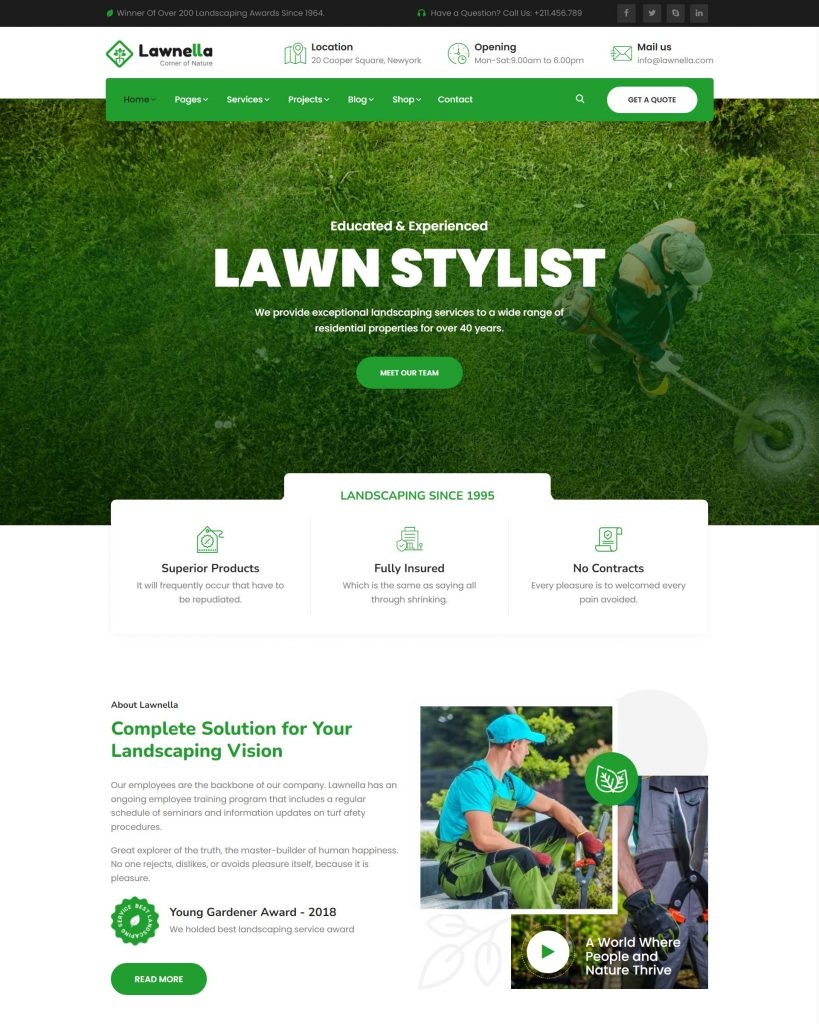 Lawnella - Gardening & Landscaping WordPress Theme
