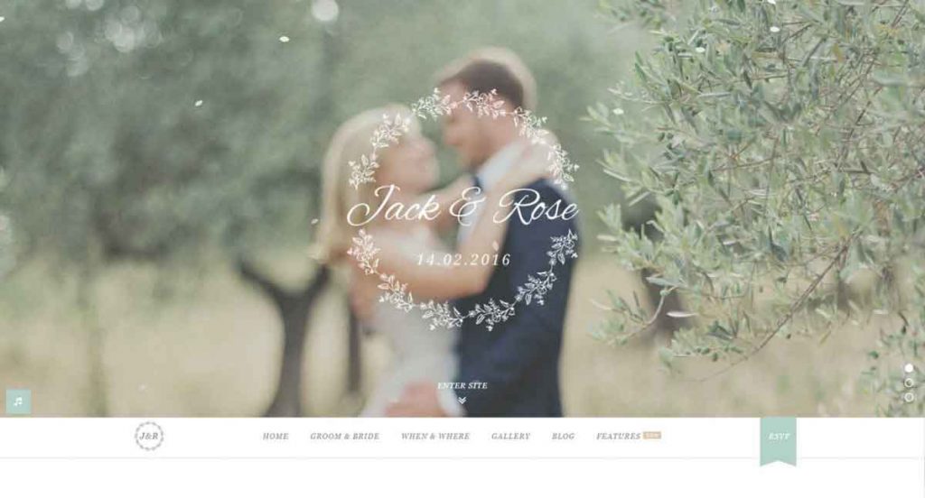 A Whimsical WordPress Wedding Theme – “Jack & Rose”