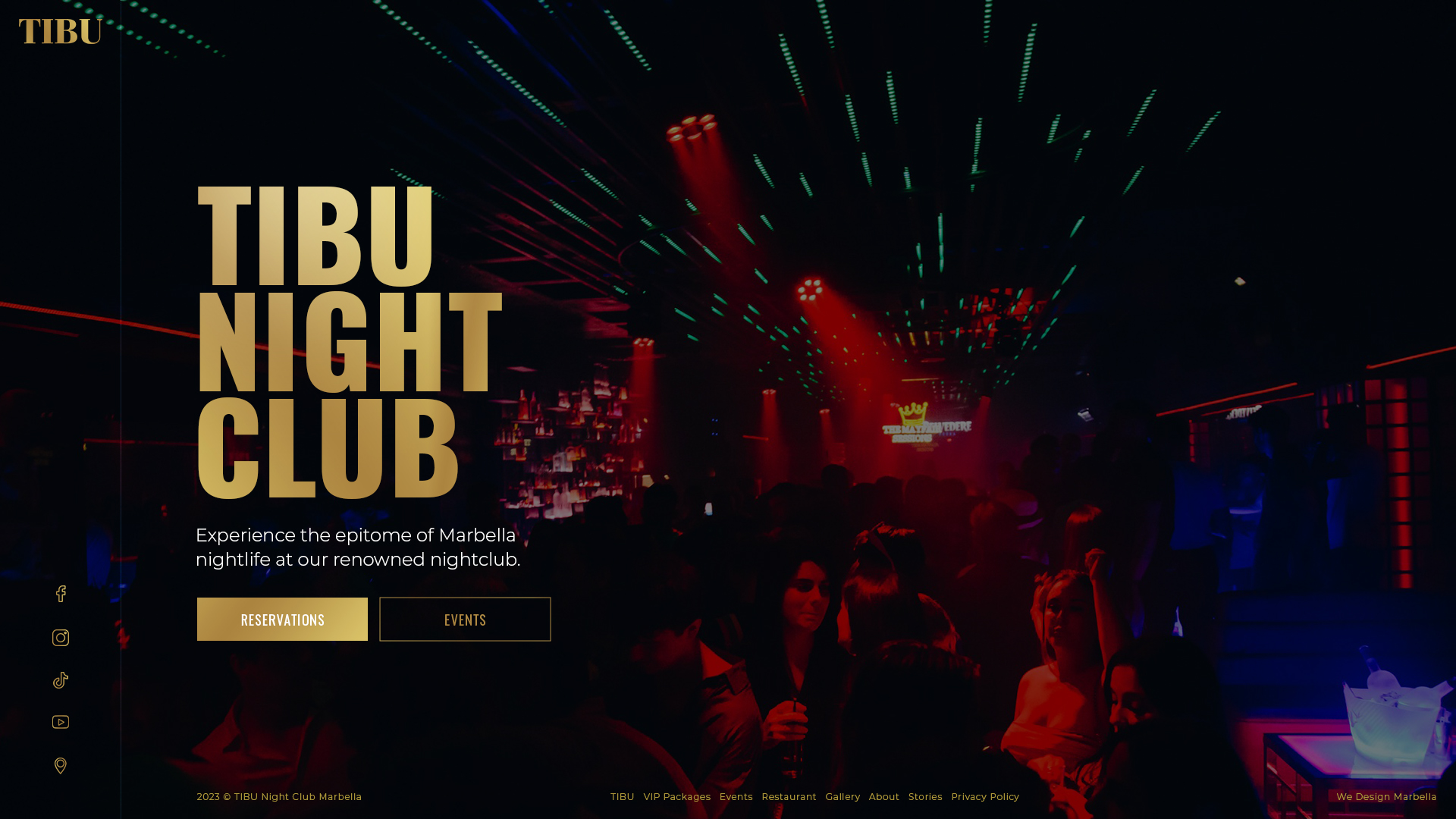 TIBU Banus Home page design - Night Club Marbella