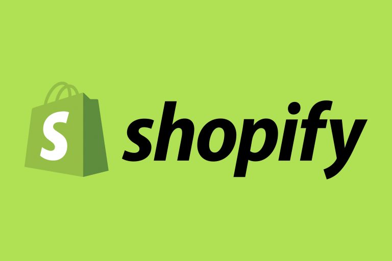 Setting Up Your Shopify Store. Green backgroundwith Shopify logo