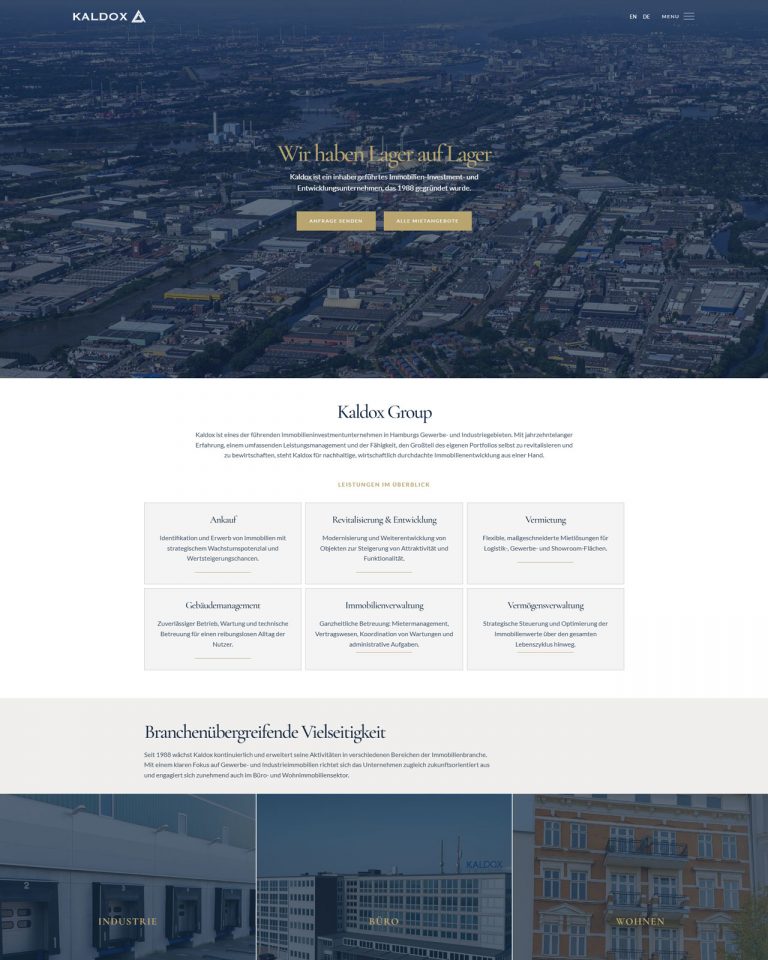 Business website for Kaldox Management GmbH - Homepage