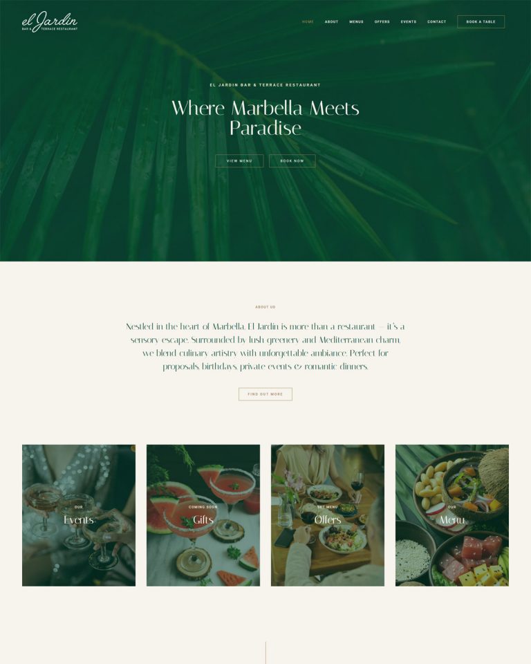 Restaurant Website for El Jardin Marbella