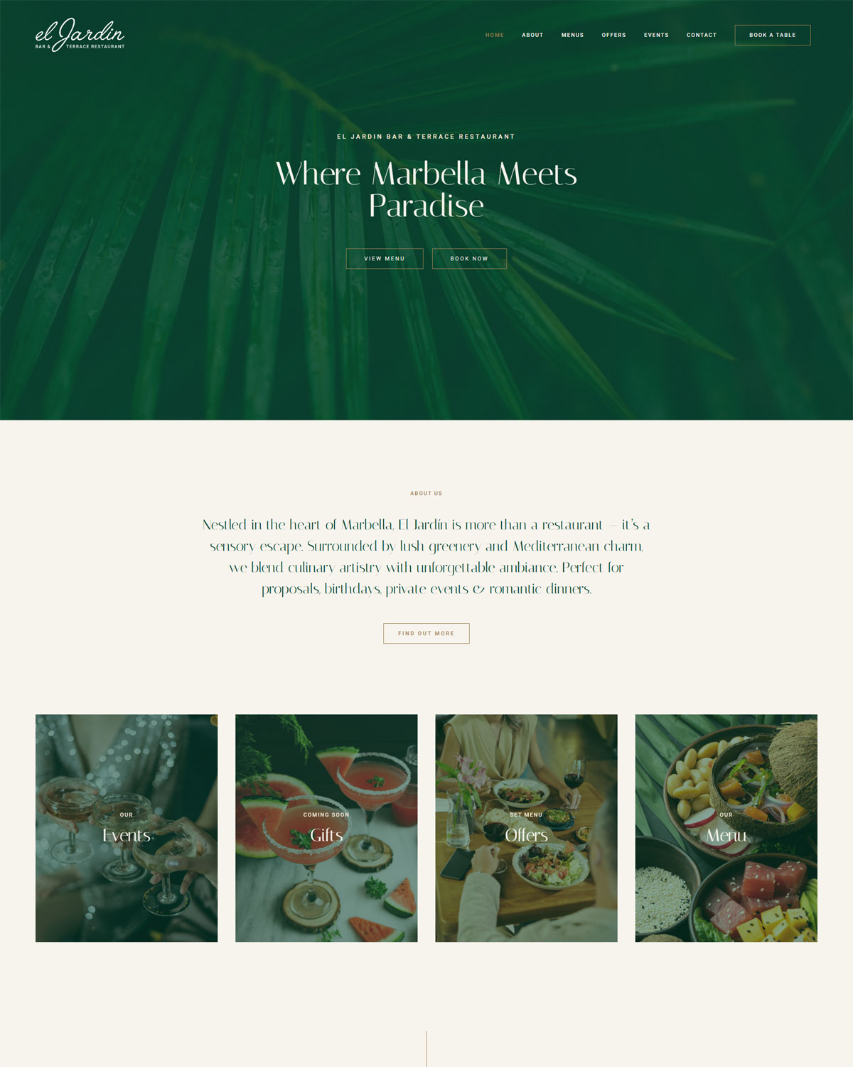 Restaurant Website for El Jardin Marbella