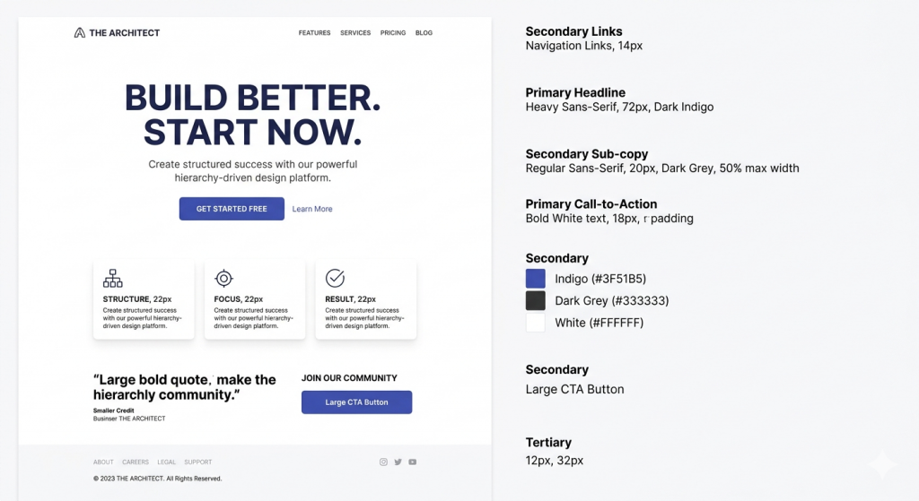 Hierarchy and White Space How to Create a High-Converting Website Homepage in 2026 4 Hierarchy and White Space on Homepage Design